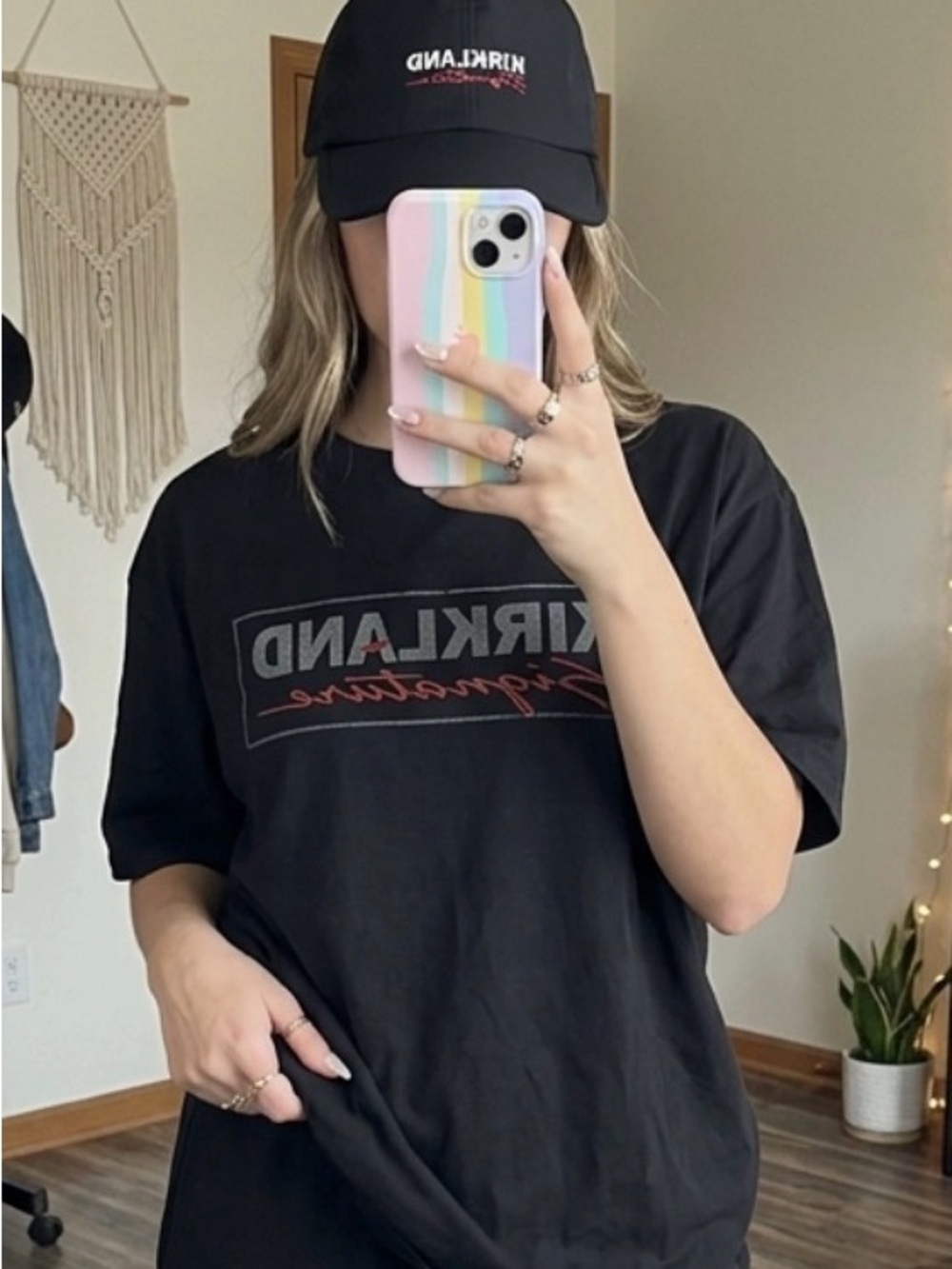 Kirkland Signature Black Embroidered Logo Baseball Cap
